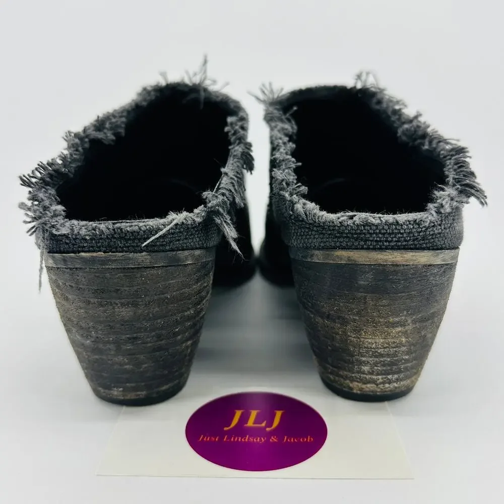 Free People Women's Wild Thing Black Leather Point Toe Mules Size 39 EU/ 8.5 US